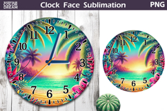 Beach Clock Face Sublimation | Tropical Summer Clock Product Image 1