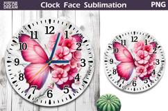 Butterfly Clock Face Sublimation | Butterfly Floral Clock Product Image 1