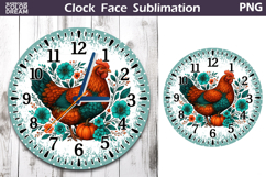 Chicken Pumpkin Floral Clock Face | Thanksgiving Clock Product Image 1