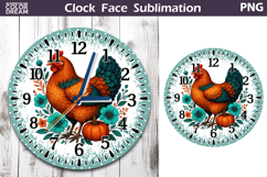 Chicken Pumpkin Floral Clock Face | Thanksgiving Clock Product Image 1