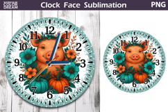 Pig Pumpkin Floral Clock Face | Thanksgiving Clock Product Image 1