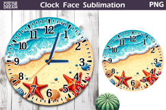 Beach Clock Face Sublimation | Sea Wave Clock Product Image 1