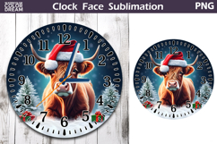 Christmas Highland Cow Clock Face | Cow Clock Design Product Image 1