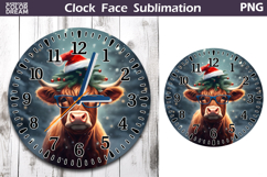 Christmas Highland Cow Clock Face | Cow Clock Design Product Image 1