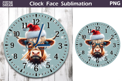 Christmas Highland Cow Clock Face | Cow Clock Design Product Image 1