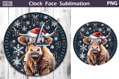 Christmas Highland Cow Clock Face | Cow Clock Design Product Image 1