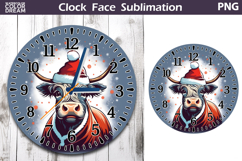 Christmas Highland Cow Clock Face | Cow Clock Design Product Image 1