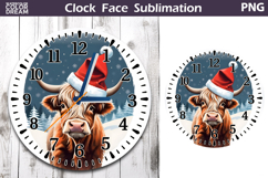 Christmas Highland Cow Clock Face | Cow Clock Design Product Image 1