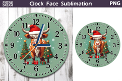 Christmas Highland Cow Clock Face | Cow Clock Design Product Image 1