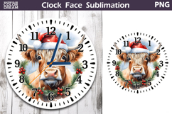 Christmas Highland Cow Clock Face | Cow Clock Design Product Image 1