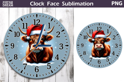 Christmas Highland Cow Clock Face | Cow Clock Design Product Image 1