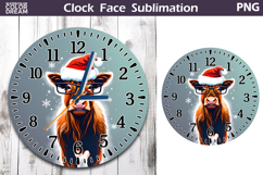 Christmas Highland Cow Clock Face | Cow Clock Design Product Image 1
