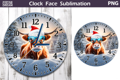 Christmas Highland Cow Clock Face | Cow Clock Design Product Image 1