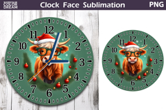 Christmas Highland Cow Clock Face | Cow Clock Design Product Image 1