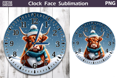 Christmas Highland Cow Clock Face | Cow Clock Design Product Image 1