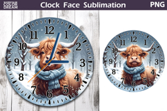 Christmas Highland Cow Clock Face | Cow Clock Design Product Image 1