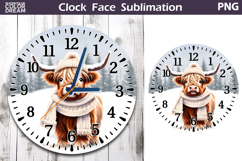 Christmas Highland Cow Clock Face | Cow Clock Design Product Image 1