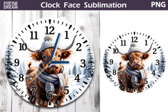 Christmas Highland Cow Clock Face | Cow Clock Design Product Image 1