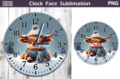 Christmas Highland Cow Clock Face | Cow Clock Design Product Image 1