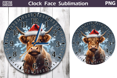Christmas Highland Cow Clock Face | Cow Clock Design Product Image 1