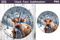 Christmas Highland Cow Clock Face | Cow Clock Design Product Image 1