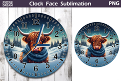 Christmas Highland Cow Clock Face | Cow Clock Design Product Image 1
