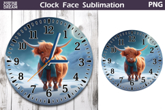 Christmas Highland Cow Clock Face | Cow Clock Design Product Image 1