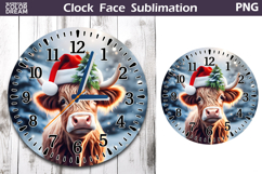 Christmas Highland Cow Clock Face | Cow Clock Design Product Image 1