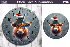 Christmas Highland Cow Clock Face | Cow Clock Design Product Image 1