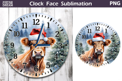 Christmas Highland Cow Clock Face | Cow Clock Design Product Image 1