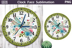 Dragonfly Floral Clock Face| Dragonfly Clock Sublimation Product Image 1