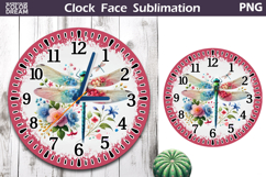 Dragonfly Floral Clock Face| Dragonfly Clock Sublimation Product Image 1