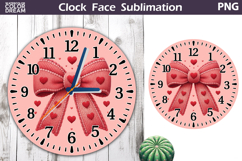 Bow Clock Face Sublimation | Valentine Clock Design Product Image 1