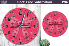 Bow Clock Face Sublimation | Valentine Clock Design Product Image 1