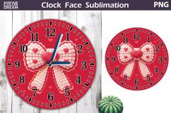 Bow Clock Face Sublimation | Valentine Clock Design Product Image 1