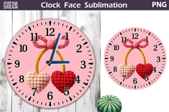 Cherry Heart Clock Face Sublimation | Valentine Clock Design Product Image 1