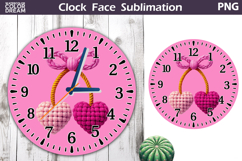 Cherry Heart Clock Face Sublimation | Valentine Clock Design Product Image 1
