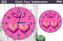 Cherry Heart Clock Face Sublimation | Valentine Clock Design Product Image 1