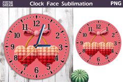 Cherry Heart Clock Face Sublimation | Valentine Clock Design Product Image 1