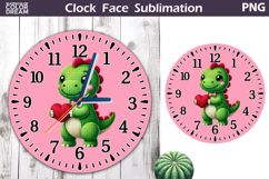 Dino Heart Clock Face | Dinosaur Valentine Clock Design Product Image 1