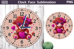 Highland Cow Clock Face Sublimation | Valentine Clock Design Product Image 1