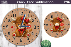 Highland Cow Clock Face Sublimation | Valentine Clock Design Product Image 1