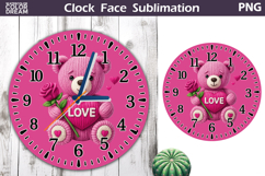 Cute Bear Clock Face Sublimation | Valentine Clock Design Product Image 1