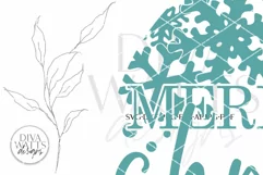 Merry Christmas With Snowflakes SVG | Farmhouse Round Design Product Image 5