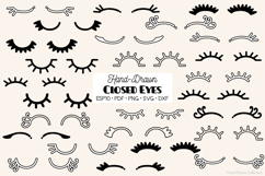 Closed Eyes | Hand Drawn Eyelash | Girls Sleepy Eyes Product Image 1