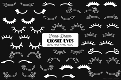 Closed Eyes White | Hand Drawn Eyelash | Girls Sleepy Eyes Product Image 1