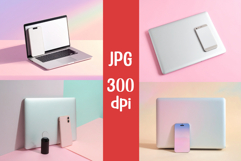 4 Closed laptop with smartphone on the side, soft pastel JPG Product Image 1