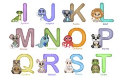 Kids Alphabet. Watercolor animals alphabet ready for print. Product Image 4