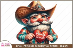 Western Cowboy Valentine Gnome png, Howdy Valentine png Product Image 1