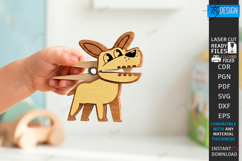 Animal Clothespin Puppets Laser Cut | Moving Mouth Toy SVG Product Image 1